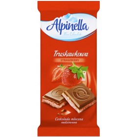 Шоколад Alpinella Truskawkowa молочний зі смаком полуниці 90 г