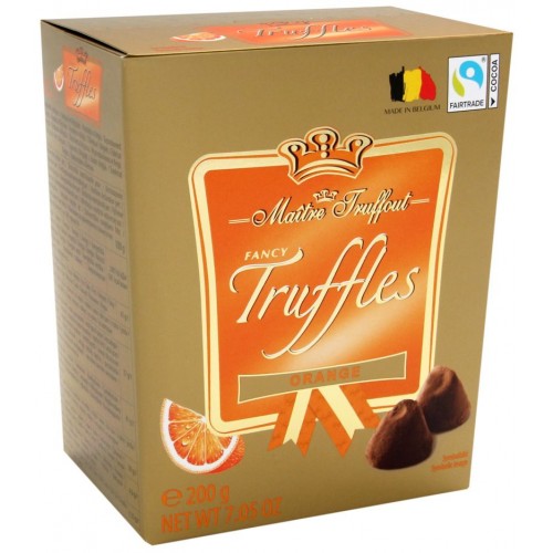Цукерки Трюфель Maitre Truffout Orange зі смаком апельсину 200 г